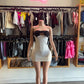 Vogue WOMEN’S STRAPLESS COLOR BLOCK BACKLESS SLIM FIT DRESS