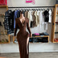 Women’s Brown long open leg dress