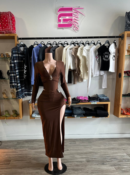 Women’s Brown Two Piece leg dress