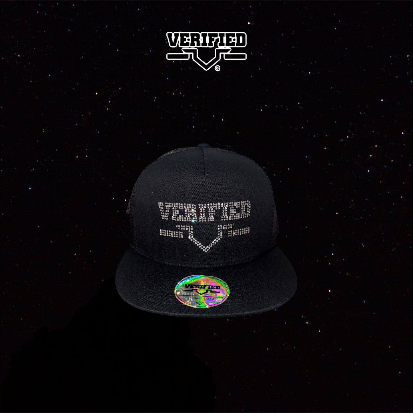VERIFIED BLACK RHINESTONE HAT