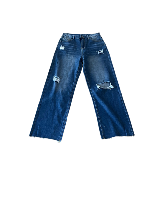 Vogue Women’s Blue Baggy Ripped Jeans