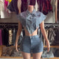 Vogue WOMEN’S DENIM CROP TOP AND SHORTS SET