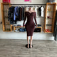 The Tink Long Sleeve Midi Dress - Brown