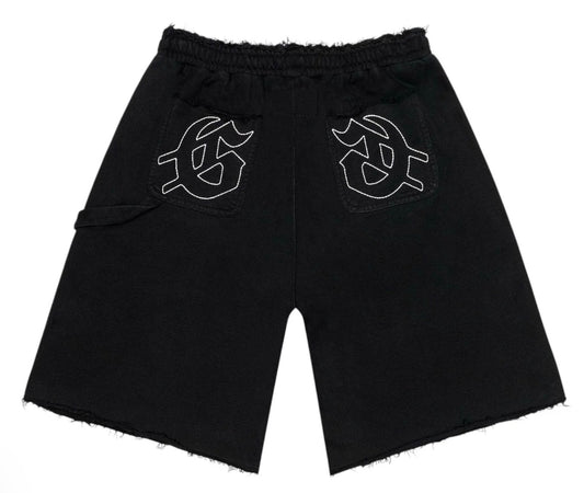 Godspeed Men's Distressed Carpenter Shorts (FLAT BLACK)