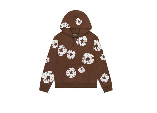 Denim Tears Cotton Wreath Zip Hoodie Brown