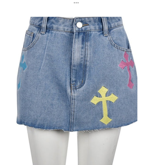 HIGH RISE DENIM MINI SKIRT