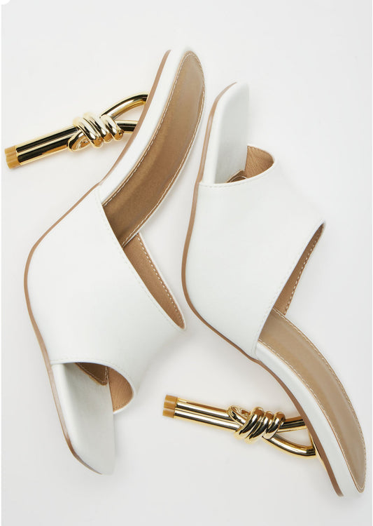 Vogue WOMEN’S HEELS/ KNOT YOURS NOVELTY MULES (WHITE)