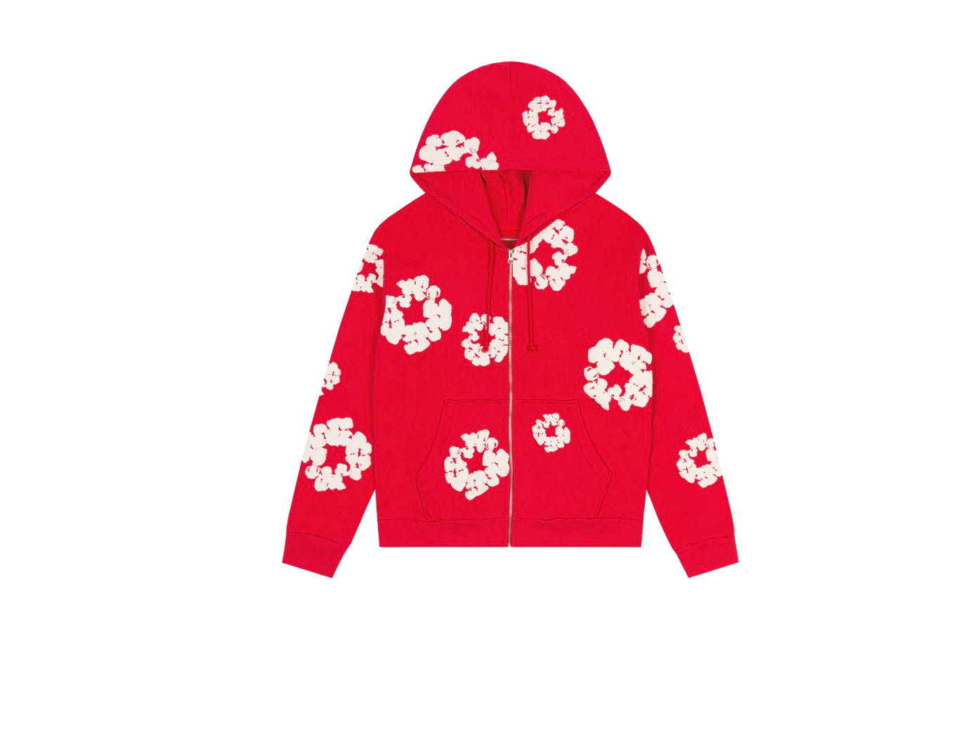 Denim Tears Cotton Wreath Zip Hoodie Red