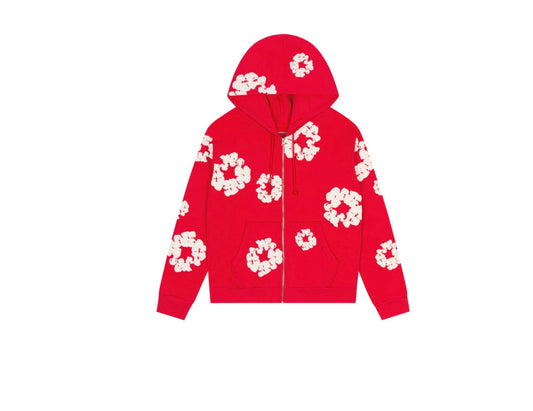 Denim Tears Cotton Wreath Zip Hoodie Red