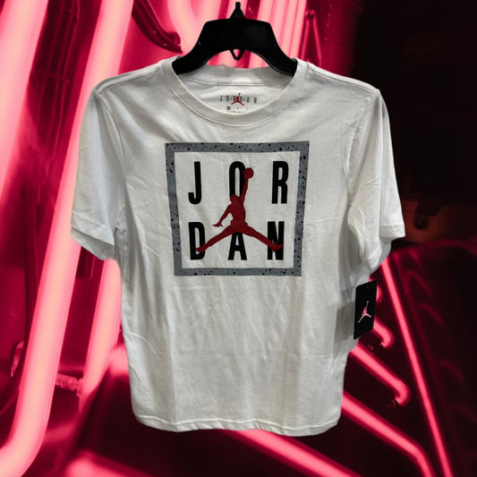 BOYS WHITE “BOX” JORDAN TEE