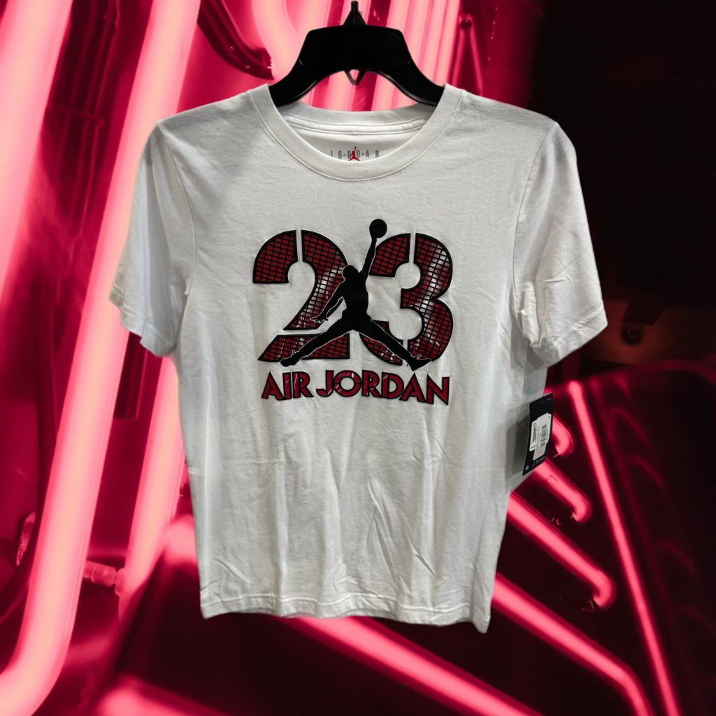 BOYS WHITE “RED AIR 23” JORDAN TEE