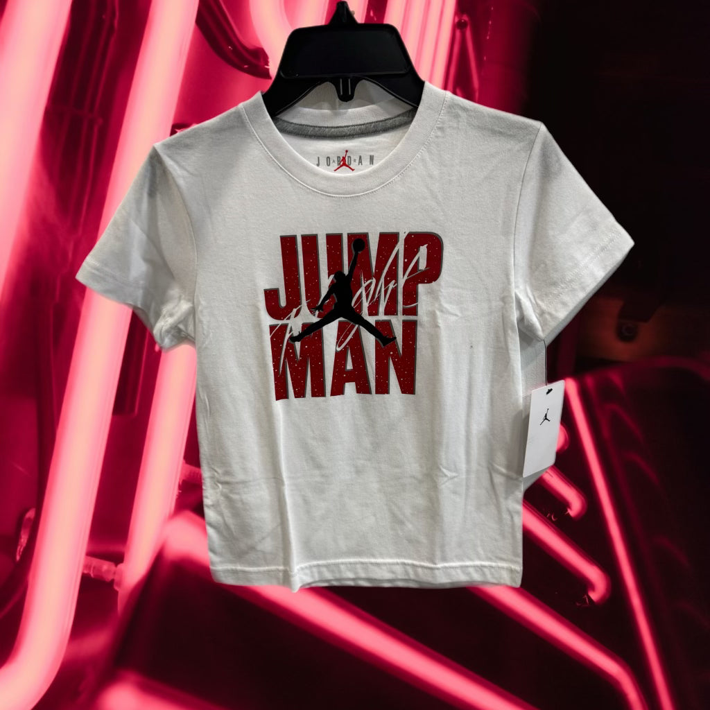 BOYS WHITE “JUMP MAN” JORDAN TEE