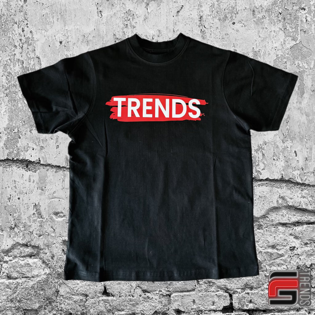 TRENDS RED LOGO BLACK T-SHIRT