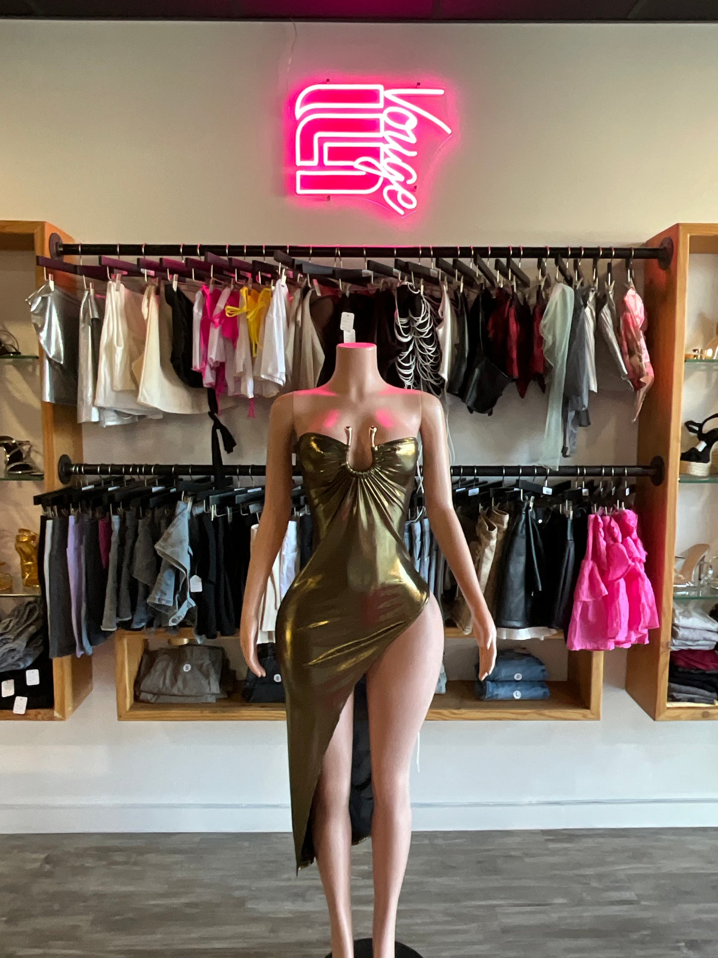 GOLD SIDE OPEN DRESS