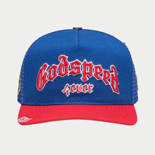 GODSPEED FOREVER TRUCKER HAT (BLUE/RED)