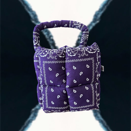 LARGE BANDANA PUFFER TOTE BAG PURPLE