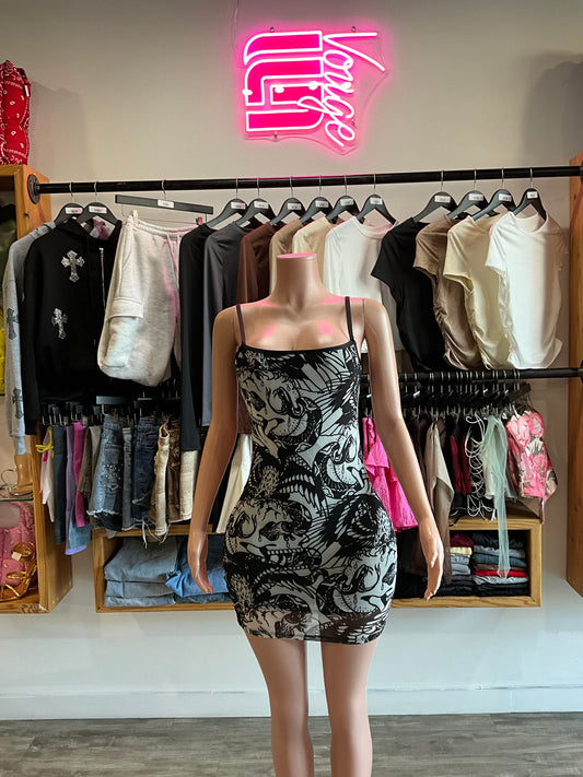 ED HARDY MESH MINI DRESS (IVORY)