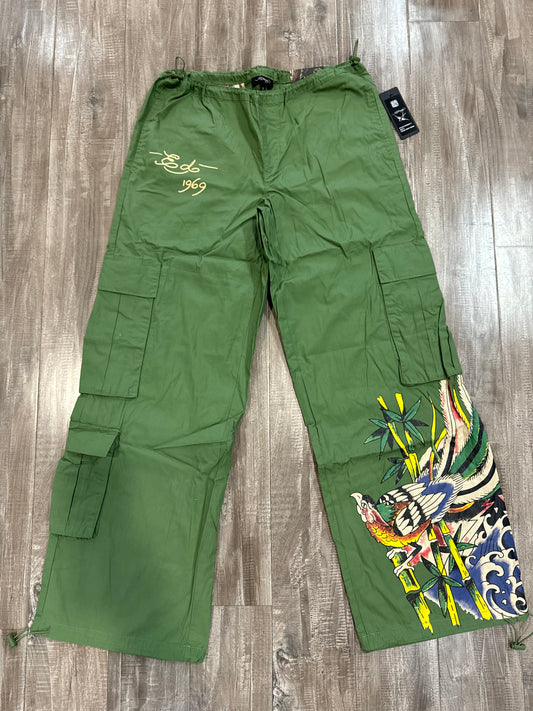 ED HARDY PEACOCK CARGO PANTS (ARMY GREEN)