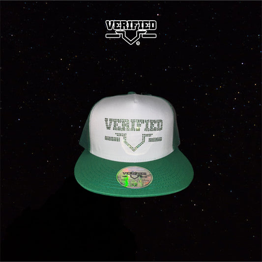 VERIFIED GREEN RHINESTONE HAT