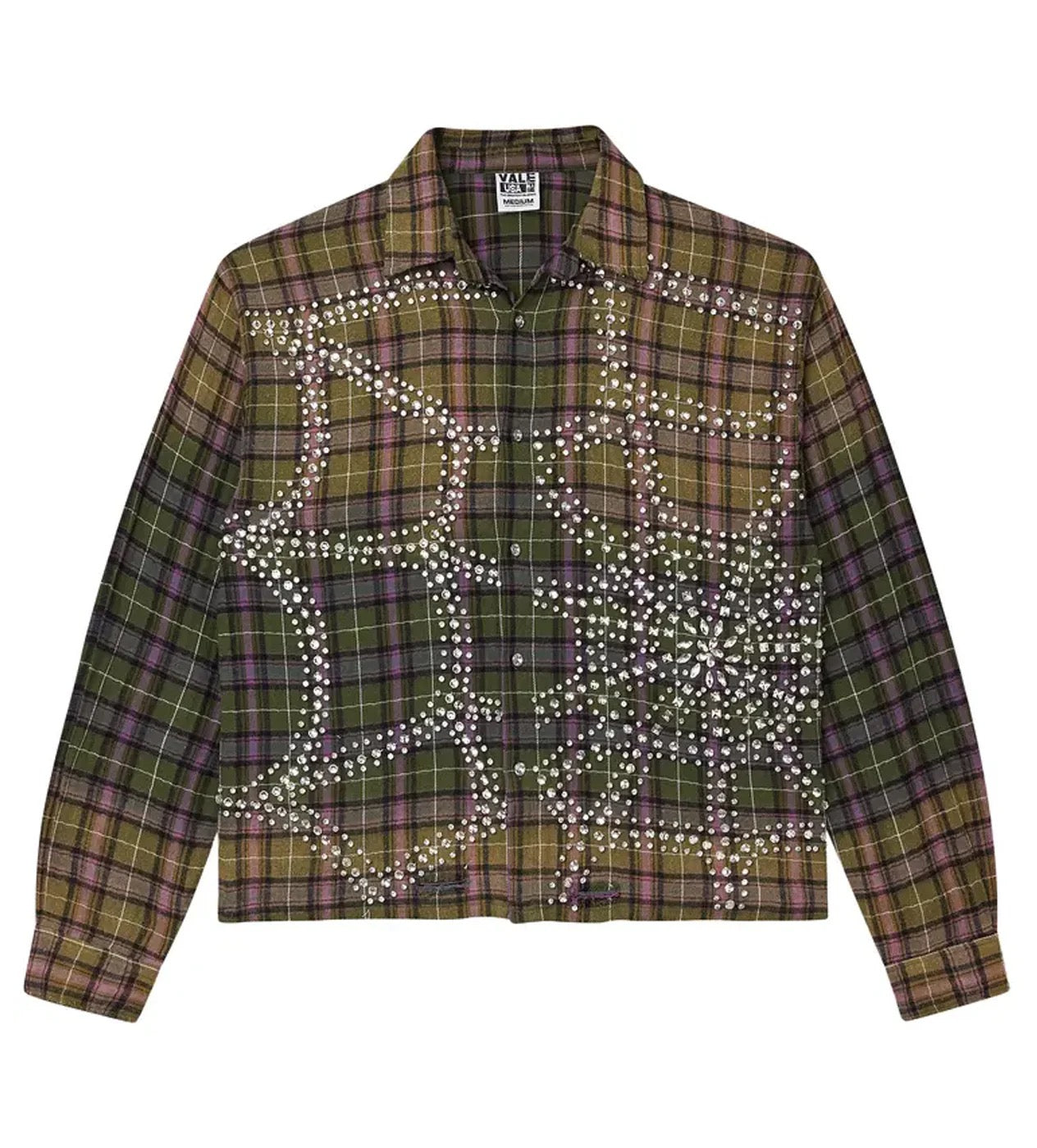 Vale rhinestone flannel green/purple