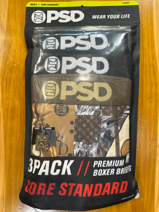 PSD Boxer Briefs 3 Pack (Brown,Grey,Black)