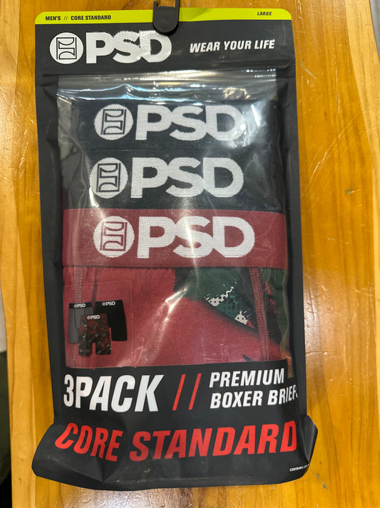 PSD Boxer Briefs 3 Pack (Red,Grey,Black)