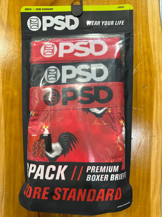 PSD Boxer Briefs 3 Pack (Red/Blk rooster)