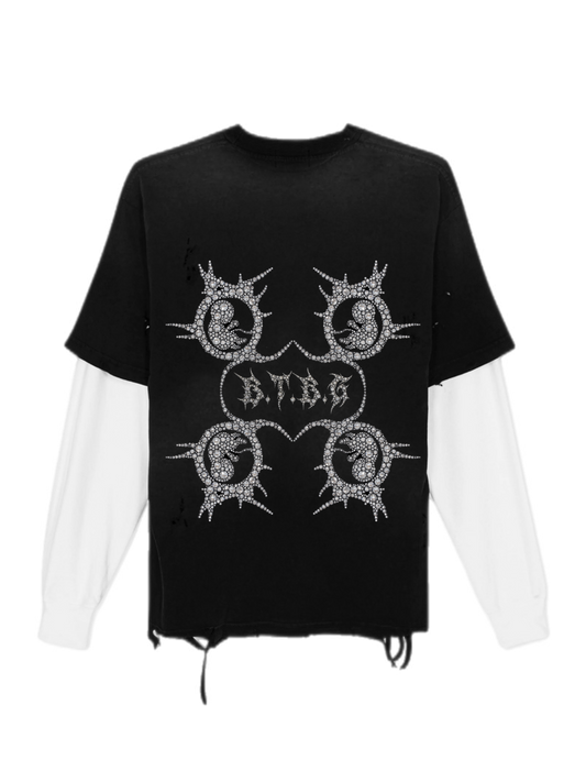 BTBG23 BLACK THERMAL LONGSLEEVE SHIRT W/ SILVER STONES