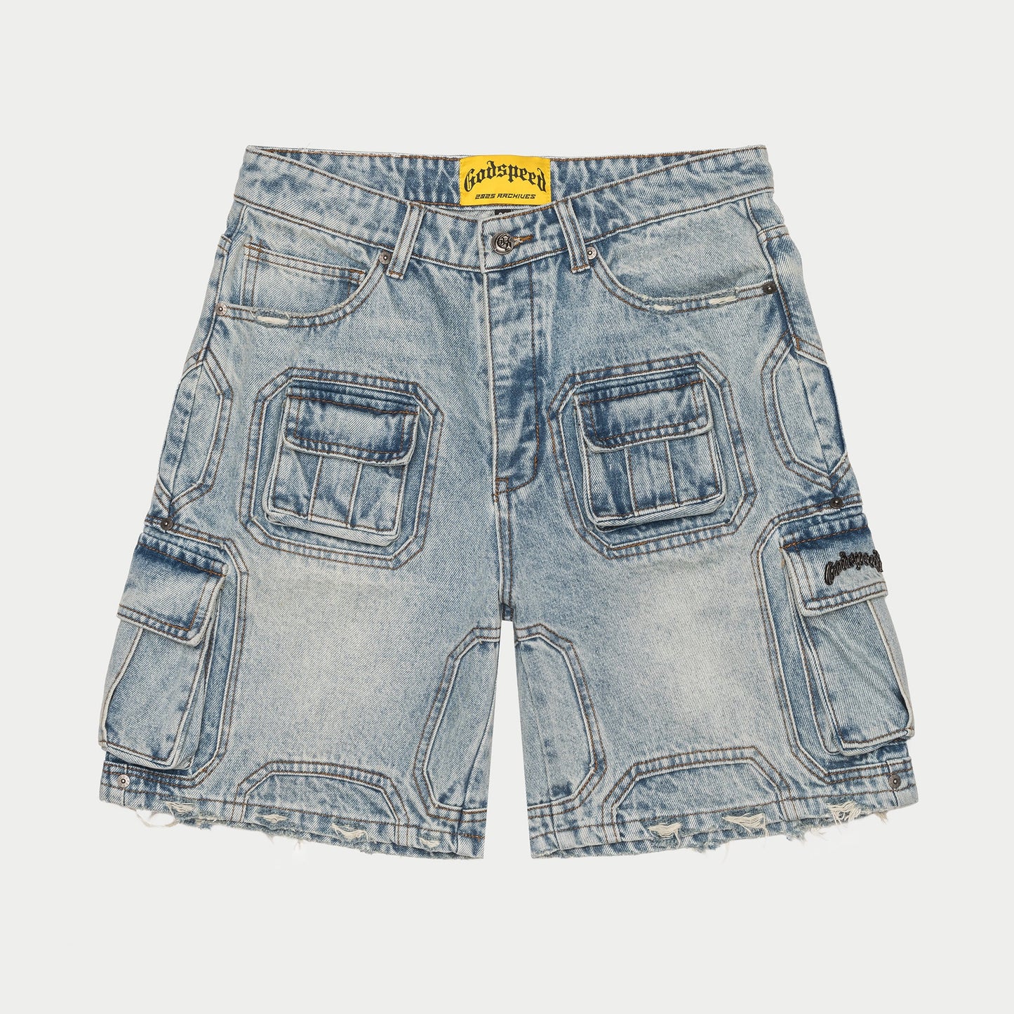 Godspeed octagon cargo denim shorts (blue)