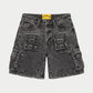 GODSPEED NYC OCTAGON CARGO DENIM SHORTS (GREY WASH)