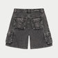 GODSPEED NYC OCTAGON CARGO DENIM SHORTS (GREY WASH)