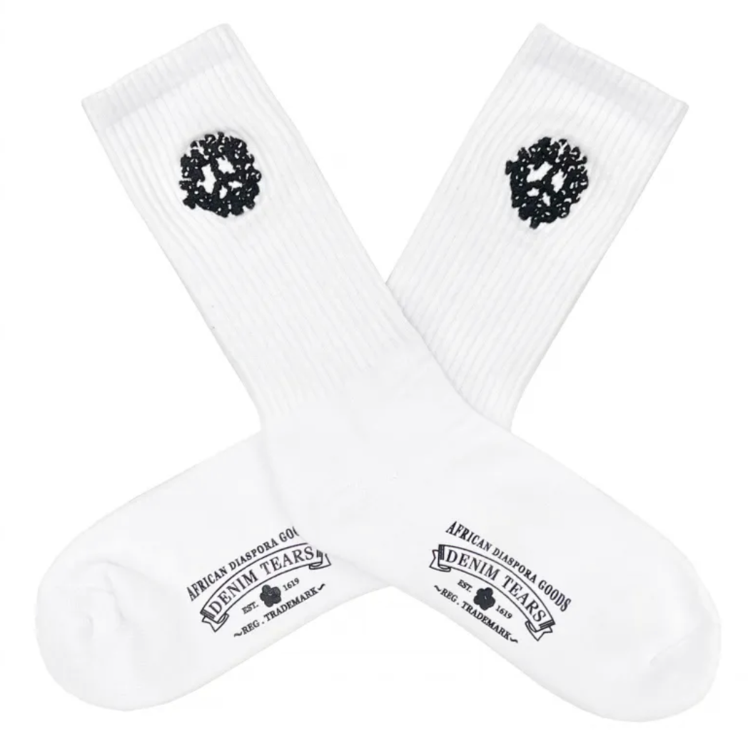 Denim Tears COTTON PEACE WREATH 3-PACK SOCKS WHITE