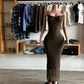 Women Cleo Lace Maxi Dress - Chocolate