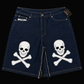 Dead Lonely Navy Shorts (White Skull)