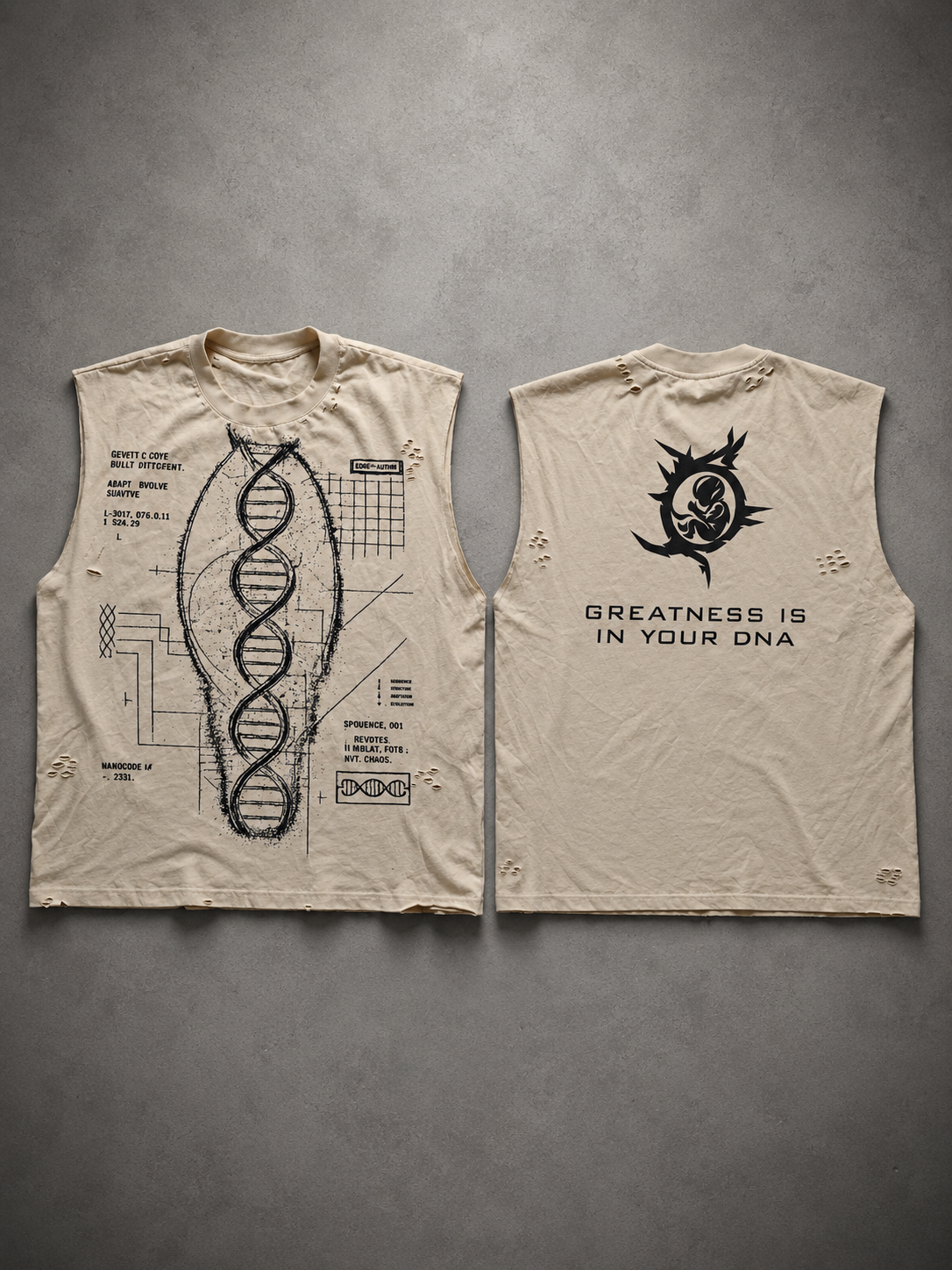 B.T.BG DNA BEIGE SLEEVELESS T-SHIRT