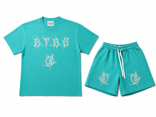 BTBG Signature Silver Rhinestone Teal Set