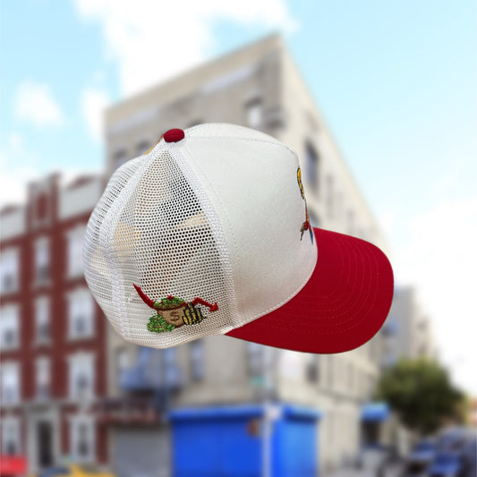 RICH BANKS WHITE AND RED TRUCKER HAT