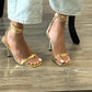 Vogue Women’s Gold three strap Heels