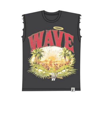 Mr.Wave Paradise (black) Cutoff Tee